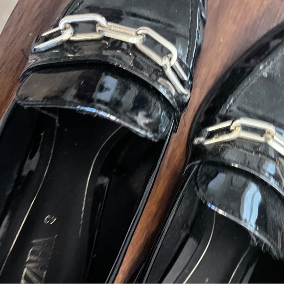 Zara black patent leather loafers  with gold hardware . size 9.5 US/European 40 - Picture 8 of 10